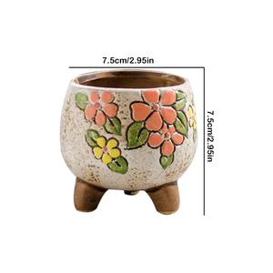 Macetas de cerámica talladas artificialmente, macetas de plantas suculentas de color Yanxi de cerámica en bruto pintadas <span class=keywords><strong>a</strong></span> <span class=keywords><strong>mano</strong></span> en Jingdezh - Product Image 6