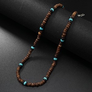 Kalung cangkang kelapa pria <span class=keywords><strong>Retro</strong></span> rantai Collarbone liburan surfing baru pirus - Product Image 4