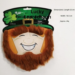 Accesorios de Disfraz de Duende para <span class=keywords><strong>el</strong></span> Día de San Patricio, Barba y Cejas Postizas Autoadhesivas, Bigote Verde, Set de Disfraces Faciales - Product Image 5