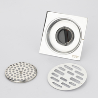 FANSKI Drain de sol carré moderne en acier inoxydable chromé électrolytique de 4 pouces, de haute qualité, pour lavabo de salle de bain, anti-odeurs