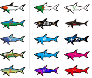 Autocollants promotionnels imprimés numériquement en forme de requin de dessin animé 2026, autocollants adhésifs pour tablette, téléphone, réfrigérateur, bagages - Product Image 1