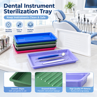 Plateau dentaire en plastique, plateau utilitaire, plateau dentaire rectangulaire multicolore pour le rangement des instruments, non destiné aux hautes températures
