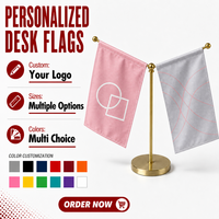 Drapeaux de table personnalisés pour salons professionnels, drapeaux de bureau avec base, logo imprimé recto-verso, design personnalisé, vente en gros en usine