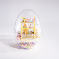 IIECREATE Mini Egg Series 1:24 Scale Wooden Puzzle Furniture Dollhouse Set Model Toy for Teens & Adults DIY Educational Toy