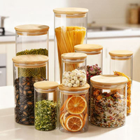 Luchtdicht glazen voorraadpot van hoog borosilicaatglas met bamboe deksel, glazen potten voor keukenorganisatie