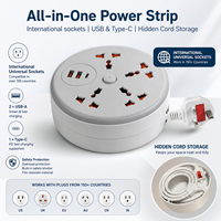 Prise de courant escamotable universelle avec 3 prises et 3 ports de charge USB intégrés