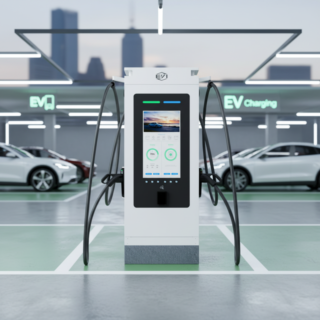 EVI 120KW 32-Inch Fast Charger, CCS2 Commercial EV Charging Station, Dual Port OCPP 1.6 2.0 Compliant EV Charger