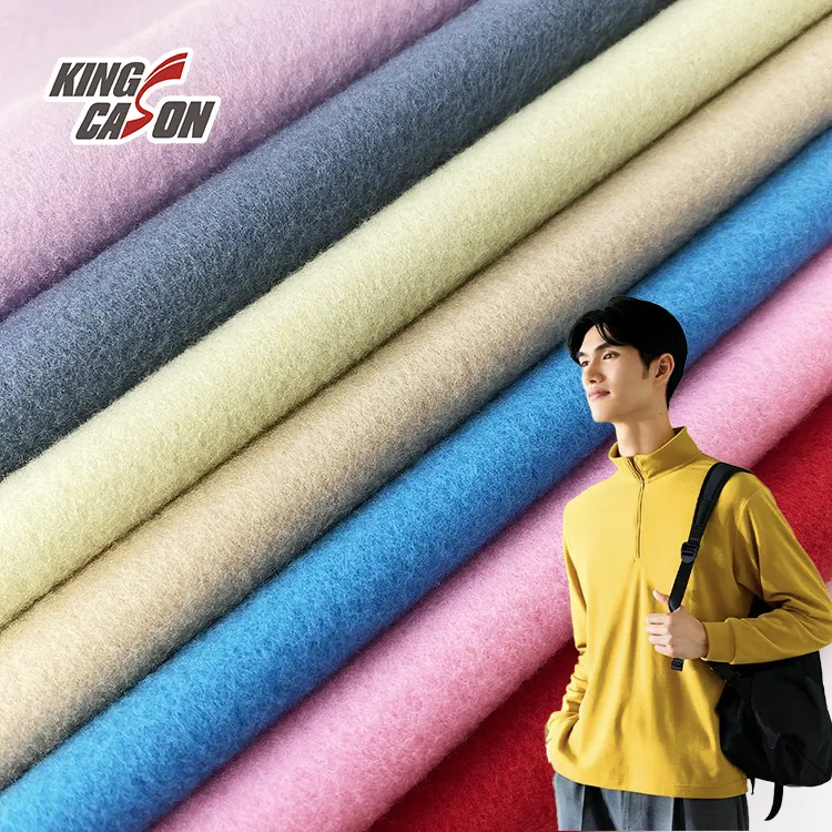 किंगकेसन चीन कारखाने एक तरफ ठोस रंग के लिए गर्म ध्रुवीय फ्लेक्स कपड़े शेर्पा के लिए कोट जैकेट स्वेटर कंबल
