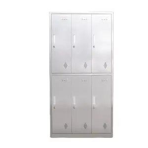 خزانة من الفولاذ المقاوم للصدأ بـ 6 أبواب، خزانة معدنية لتخزين غيار الملابس في المكتب والمدرسة والمنزل للرياضة