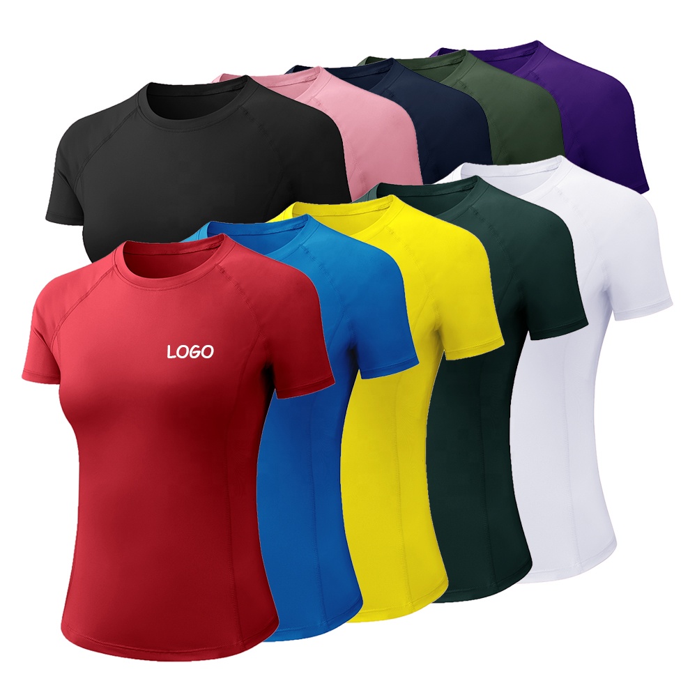 Dropshipping Gradient Color Top Training Women Sports Yoga Short Sleeve Lightweight Modest Custom Wholesale Gym Wear