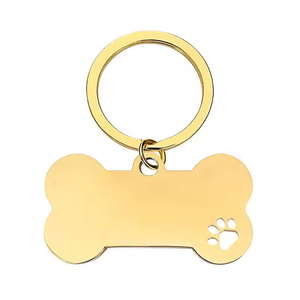 Plaques d'identification personnalisables pour animaux de compagnie (chats et chiens) en acier inoxydable vierges, pendentifs en forme d'os, porte-clés, souvenirs et chaînes - Product Image 6