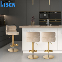 Chaise de bar Kisen Gold Lifting Barbershop Furniture Salon Chaise en fibre de verre avec Stoo Salon en vente