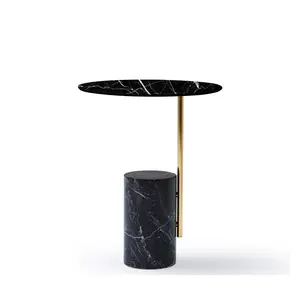 Italian Modern Luxury Style Hotel Living Room Side Table Stone Base Center Round Coffee Table