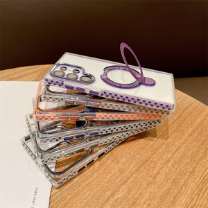 เคสโทรศัพท์ดีไซน์หรู พร้อมที่วางโทรศัพท์ ฝาหลังแม่เหล็กใส กันลื่น สำหรับ Samsung S25 Ultra S24 Ultra - Product Image 3