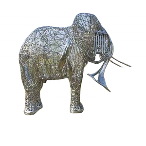 Escultura de elefante hueca grande de acero inoxidable, estatua de Animal de Metal para decoración de jardín - Product Image 1