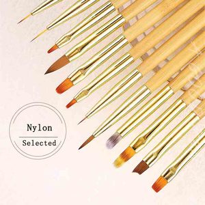 Wooden Handle Poly Gel Nail Brush Salon Artist DIY Liner Detail Flower Ombre 3D Acrylic Nail Art <b>Paint</b> Manicure Brushes <b>Set</b> - Product Image 3