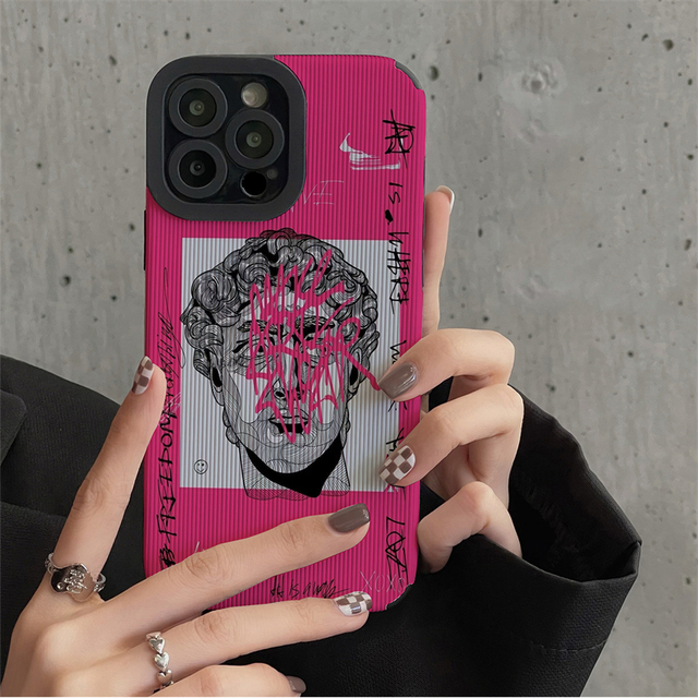INS Graffiti Great Art Aesthetic David Phone Case for iPhone 14 13 12 11 Pro Max XS X XR SE Letter Soft Silicone Cover 16