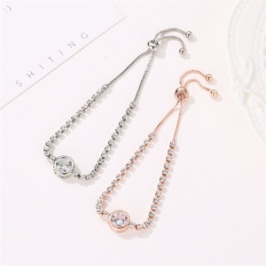 Nuovi Bracciali alla Moda in Oro Rosa con Zirconi, Bracciale Semplice in Lega di Rame con Diamanti, Catena a Osso per Donna - Product Image 5