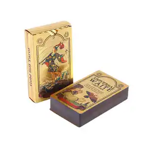 Folha de ouro cartas de tarô de plástico PVC à prova d'água cartas de tarô com guia bronzeando cartas de tarô jogo de tabuleiro