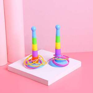 Petit jeu de lancer d'anneaux empilables en plastique 7x16 cm pour enfants de 4 à 6 ans, jeu parent-enfant - Product Image 3