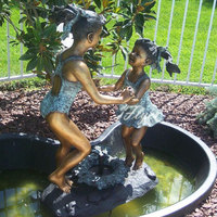 Décoration de jardin extérieur en métal artisanat grandeur nature danseuse statue fontaine moderne bronze ballerine fontaine
