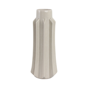 Vaso Sfaccettato con Dettagli a Pannelli Verticali, Vaso Decorativo per Fiori, Elemento d'Accento per Soggiorno - Product Image 3