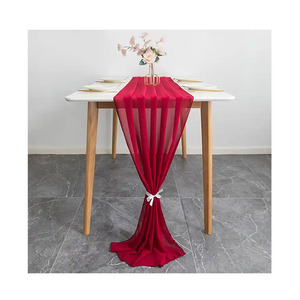 Rouge rose bleu royal décor <span class=keywords><strong>de</strong></span> fête gaze européenne 100% polyester nappe couverture en mousseline <span class=keywords><strong>de</strong></span> soie pure <span class=keywords><strong>chemin</strong></span> <span class=keywords><strong>de</strong></span> <span class=keywords><strong>table</strong></span> - Product Image 1