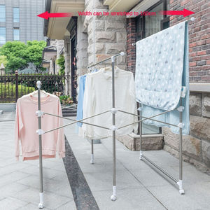 Closet Storage Metal clothes <b>rack</b>, wardrobe organizer, standing <b>drying</b> <b>rack</b>, 3 extendable hanging rods, - Product Image 3