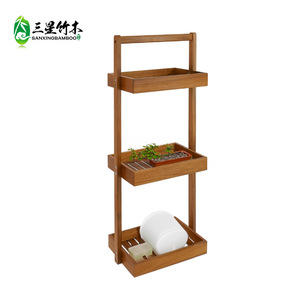 Teak bathroom shelf, floor-standing, no-drill towel <b>bar</b>, foldable bathroom <b>mat</b>. - Product Image 2