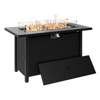 Table de foyer extérieur au propane Shintenchi de 45 pouces, 50 000 BTU, couvercle moderne en acier thermolaqué, pare-vent en verre, housse imperméable