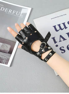 Guantes de Cuero Estilo Punk con Remaches, sin Dedos, para Motociclismo, Accesorios para Motocicleta, Baile Disco, <span class=keywords><strong>Rock</strong></span> <span class=keywords><strong>and</strong></span> <span class=keywords><strong>Roll</strong></span>, Negros - Product Image 3