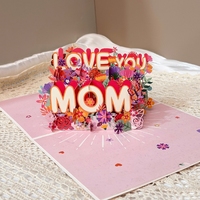 Carte 3D stéréoscopique pour la fête des mères-LOVE-YOU-MOM Carte de sculpture en papier pour la fête des mères avec petite carte jointe