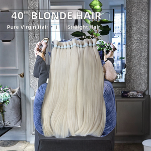 Extensions de cheveux humains vierges lisses de 40 pouces en gros, 613 blond russe, cuticules alignées, mèches provenant d'un fournisseur vietnamien - Product Image 2