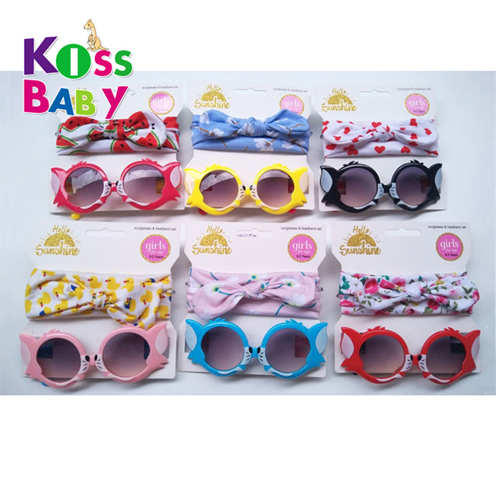 Оптовая продажа с фабрики, милый тюрбан для девочек, повязка на голову и Набор очков для новорожденных, подарочный набор