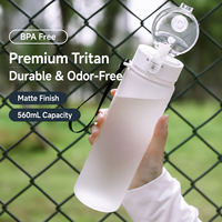 Nouvelle Bouteille d'Eau Tritan 560ml 2026 en Promotion – Gourde Sportive Portable à Boire Directement, Effet Givré, Couleur et Logo Personnalisables avec Cordon