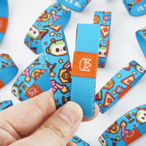 Sublimación personalizada con estampado de dibujos animados, correa de muñeca de alta elasticidad, pulsera elástica de poliéster <span class=keywords><strong>RIFD</strong></span> para niña - Product Image 2