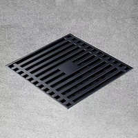 Siphon de sol carré noir en laiton de luxe moderne de 4 pouces pour salle de bain et cuisine