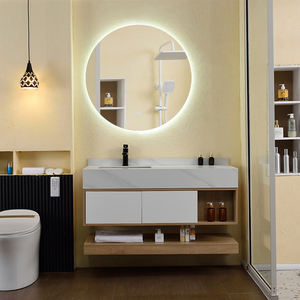 2025 Offre Spéciale nouveau Style mural salle de bain vanités <span class=keywords><strong>pas</strong></span> <span class=keywords><strong>cher</strong></span> moderne étanche lavabo <span class=keywords><strong>en</strong></span> <span class=keywords><strong>bois</strong></span> avec miroir LED - Product Image 4