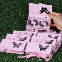 Boîte à cils synthétiques carrée personnalisée à marque privée avec chaîne bouclée CC DD, emballage de luxe réutilisable en forme de papillon épais