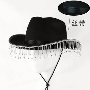 Chapeaux de cow-boy style western en promotion pour marié et mariée, chapeau de cow-boy rose avec strass pour fête - Product Image 5