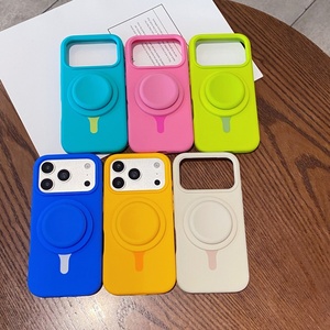 Coques de téléphone portable magnétiques en silicone liquide personnalisées pour iPhone 17 16 Pro Max avec support télescopique, bouton IA et protection antichoc - Product Image 2