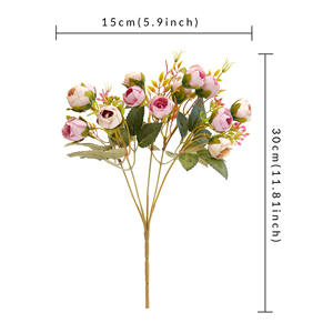 कृत्रिम 15 सिर वाले छोटे बड हाथ से रखे गए गुलदस्ते, कृत्रिम फूल मिश्रित और शादी के स्मृति चिन्ह, हाथ से रखे फूलों के रूप में मेल खाते हैं। - Product Image 3