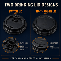 Couvre-tasses à café en PP 79 80 89 90 mm, noirs et blancs, avec ouverture pour boisson chaude à emporter, pour gobelets en papier
