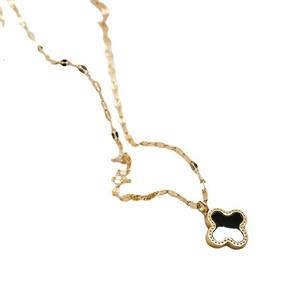 Collar de Trébol de Cuatro Hojas para Mujer, Cadena de Labios de Acero de Titanio, Colgante Minimalista, Joyería de Moda Nueva de 2025 - Product Image 1