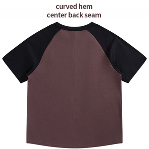 T-shirt col rond 240 GSM 100% Coton avec ourlet incurvé et couture dorsale, couleur secondaire Raglan, impression personnalisée OEM, pour hommes, vente en gros, meilleure qualité - Product Image 2