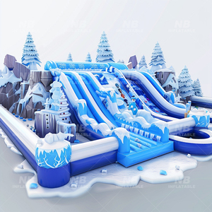 Château gonflable d'extérieur pour enfants avec toboggan, jeux Frozen, en PVC, facile à installer, parcours d'obstacles gonflable - Product Image 4