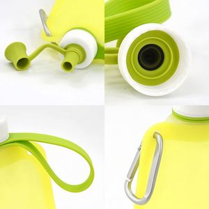 Bouteilles d'eau pliables personnalisées, sacs à eau réutilisables avec mousqueton, bouteille d'eau de voyage 550 ml pour le camping et la randonnée - Product Image 5