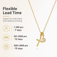 Pendentif personnalisé en cuivre poli plaqué or 18 carats, double croix et cœur, pour la Pâques, les mariages, les décorations de fêtes - Pièce d'art décorative pour la maison