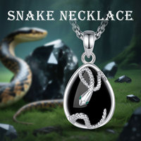Merryshine Hombres Cuarzo Delicado Piedra Curativa Piedra Preciosa Serpiente Negra Obsidiana Piedra Colgante Collar