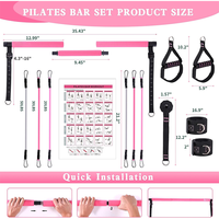 180lbs Gym Réglable 3-Section Pilates Bar Stick Avec Bandes Empilables Poignées Porte Ancre Pilates Bar Kit Avec Bandes De Résistance